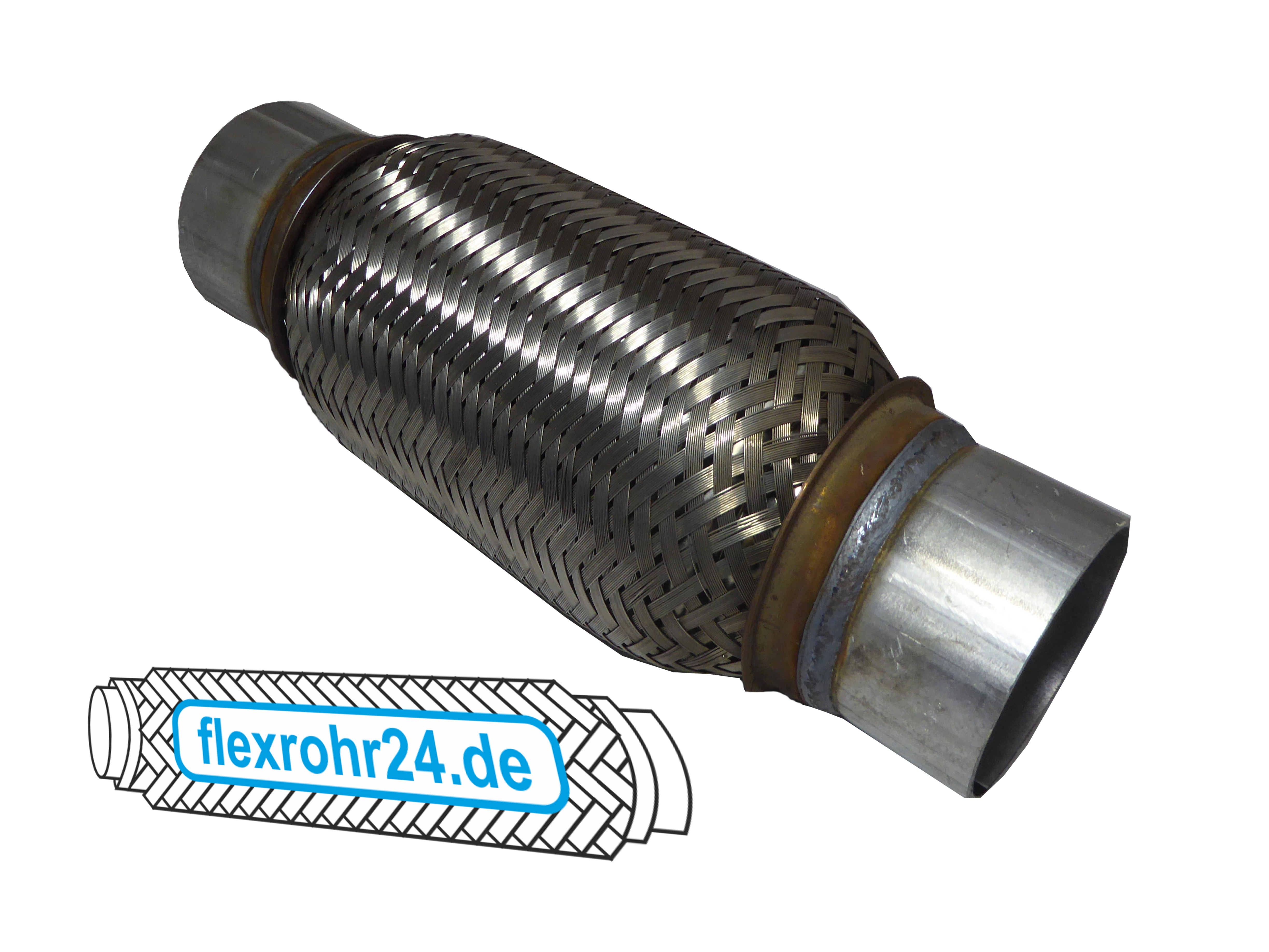 Flexrohr Flexstück flexibles Auspuff interlock mit Anschlussrohr
